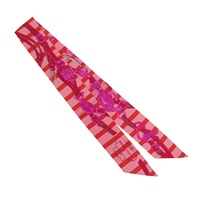 桃紅色 真絲 Brides De Gala Bayaderes Twilly 絲巾【HERMES 愛馬仕】