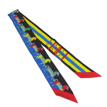 黑色 藍色 絲綢 絲巾 Rocabar Twilly【HERMES 愛馬仕】