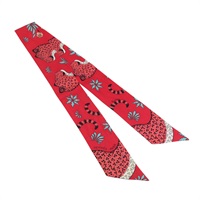 紅色 絲綢 絲巾 Les Leopards Twilly【HERMES 愛馬仕】