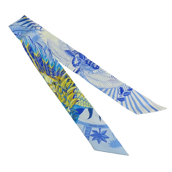 藍色 絲綢 絲巾 Mythiques Phoenix Twilly【HERMES 愛馬仕】