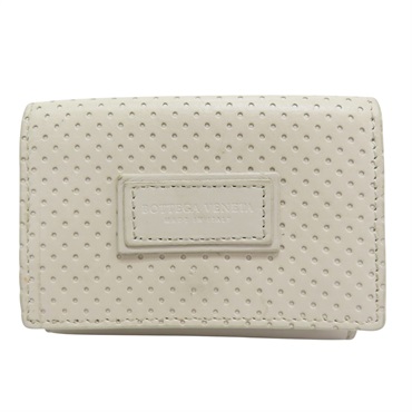 米白色 羊皮 三折扣式短夾【BOTTEGA VENETA BV 寶緹嘉】