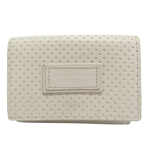 米白色 羊皮 三折扣式短夾【BOTTEGA VENETA BV 寶緹嘉】