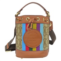 棕色 緹花帆布 Mini Dempsey Bucket Bag 兩用包【COACH 寇馳】 CC318