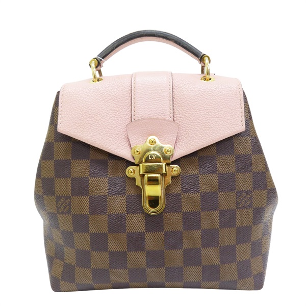 粉色牛皮 棕色棋盤格PVC塗層帆布 Clapton 後背包【LOUIS VUITTON LV 路易威登】 N42262