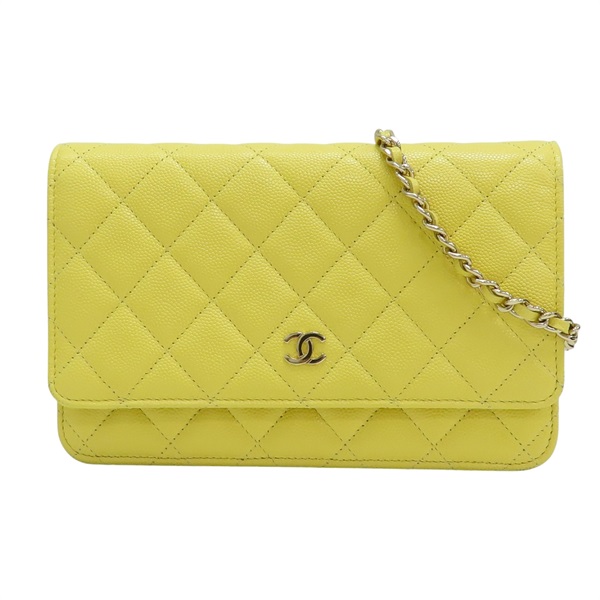 黃色 荔枝紋牛皮 WOC 肩背包 金扣 AP0250【CHANEL 香奈兒】 AP0250