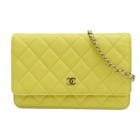 黃色 荔枝紋牛皮 WOC 肩背包 金扣 AP0250【CHANEL 香奈兒】 AP0250