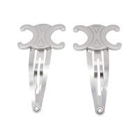 銀色 精鋼 logo 髮夾【CELINE 賽琳】 46Z656SLB.36SI