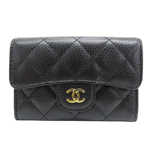 黑色 菱格紋 荔枝牛皮 扣式名片夾 金扣【CHANEL 香奈兒】 AP0214 Y01864 C3906