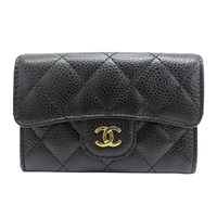 黑色 菱格紋 荔枝牛皮 扣式名片夾 金扣【CHANEL 香奈兒】 AP0214 Y01864 C3906