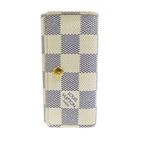 白色 棋盤格 PVC塗層帆布 鑰匙包 (有燙字)【LOUIS VUITTON LV 路易威登】 N60020