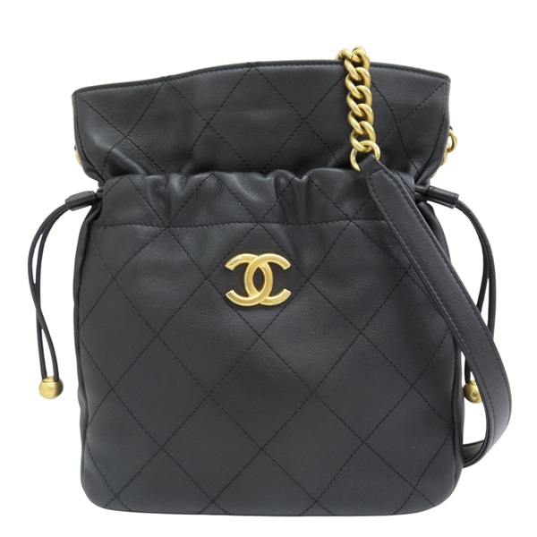 黑色 牛皮 鍊帶 肩背包 金扣【CHANEL 香奈兒】 AS2985
