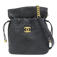 黑色 牛皮 鍊帶 肩背包 金扣【CHANEL 香奈兒】 AS2985