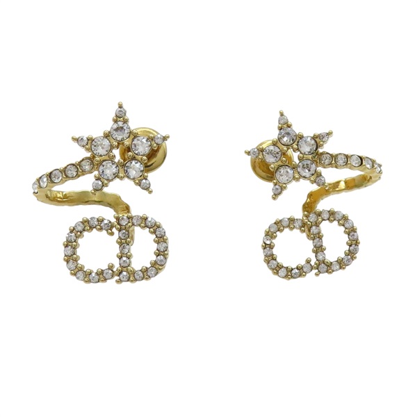 CD 星星 水鑽 鍍金屬 耳環【Dior 迪奧】