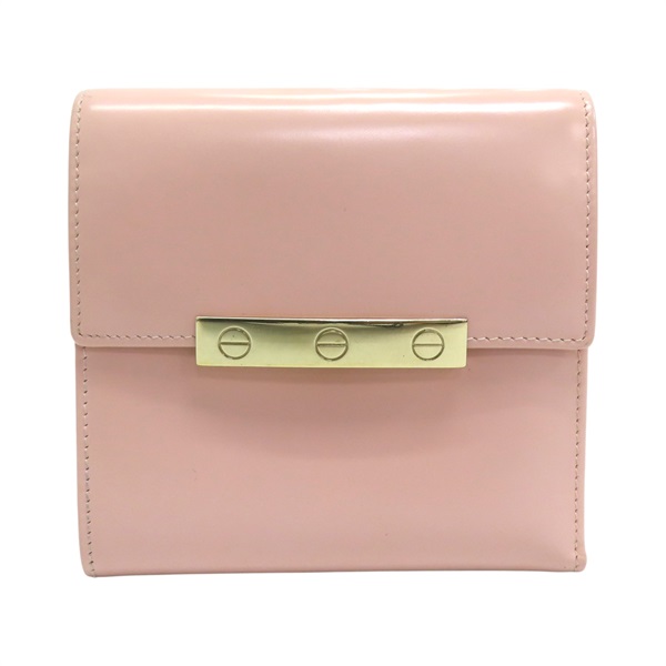 粉色牛皮 Love 扣式三折短夾 L3000748 [Cartier 卡地亞] L3000748