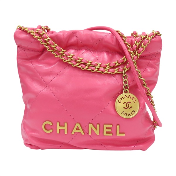 粉色 菱格紋 牛皮 22 MINI 肩背包 AS3980【CHANEL 香奈兒】 AS3980