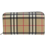 棕色 經典格紋 拉鍊長夾【BURBERRY 巴寶莉】 80151181