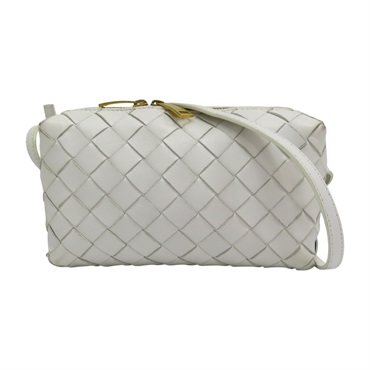 白色 羊革編織 Mini Loop Camera 肩背包【BOTTEGA VENETA BV 寶緹嘉】