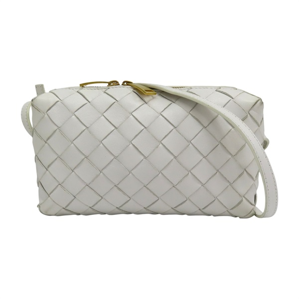 白色 羊革編織 Mini Loop Camera 肩背包【BOTTEGA VENETA BV 寶緹嘉】