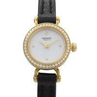 18K黃金 白色錶盤 鑽框 Faubourg Mini 腕錶【HERMES 愛馬仕】 FG1.186