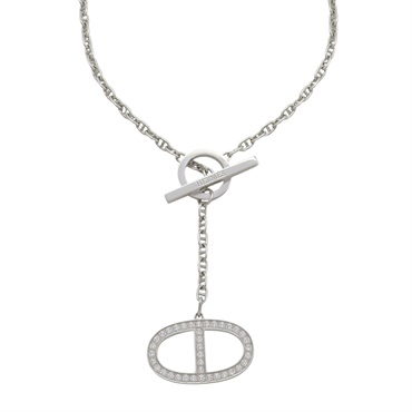 18K白金 鑽石 Chaine d′ancre Contour 項鍊【HERMES 愛馬仕】 H123302B 00ST