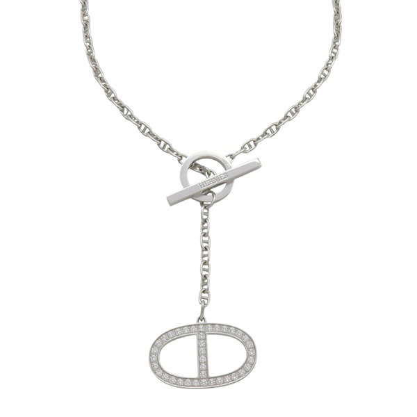 18K白金 鑽石 Chaine d′ancre Contour 項鍊【HERMES 愛馬仕】 H123302B 00ST