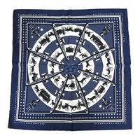 藍色 絲綢 Paris Qui Roule 絲巾 60【HERMES 愛馬仕】