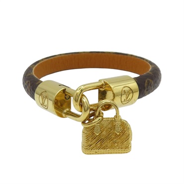 棕色 原花帆布 金屬Alma墜飾 手環【LOUIS VUITTON LV 路易威登】 M6220