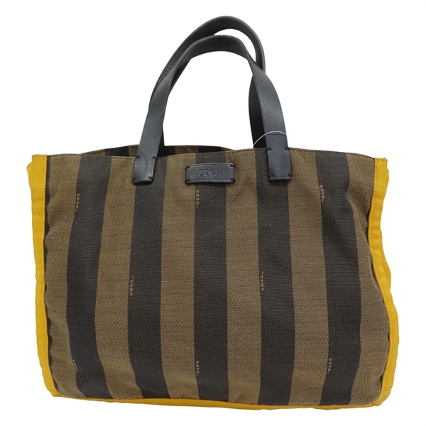 棕色 帆布 條紋 手提包【FENDI 芬迪】 8BH252