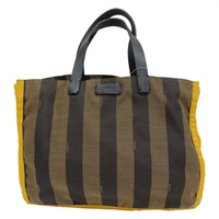 棕色 帆布 條紋 手提包【FENDI 芬迪】 8BH252