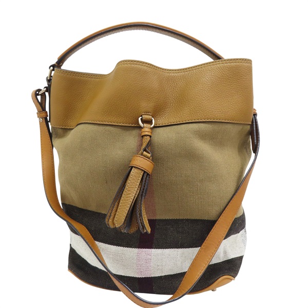 棕色 帆布 經典格紋 兩用包【BURBERRY 巴寶莉】 3982937