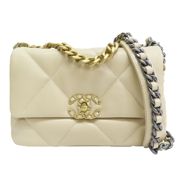 米色 羊皮 19 26CM 鍊帶 肩背包【CHANEL 香奈兒】 AS1160