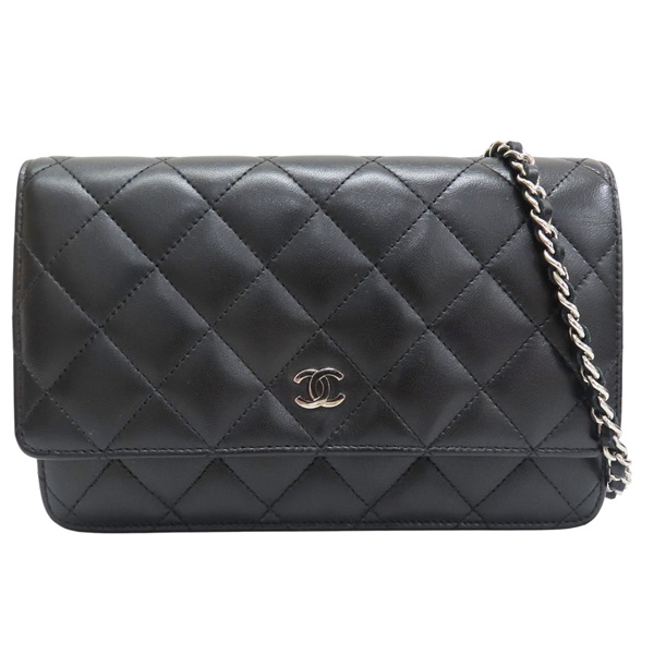 黑色 羊皮 WOC 鍊帶 肩背包 銀釦【CHANEL 香奈兒】 AP0250