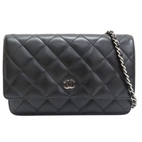 黑色 羊皮 WOC 鍊帶 肩背包 銀釦【CHANEL 香奈兒】 AP0250