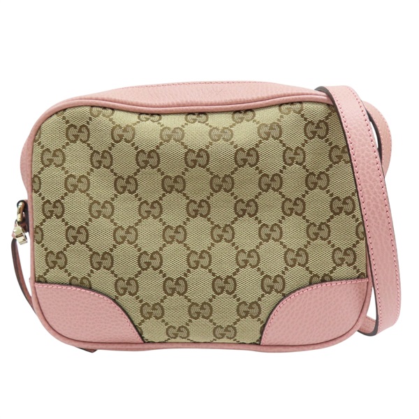 粉色牛皮 GG緹花帆布 肩背包【GUCCI 古馳】 449413