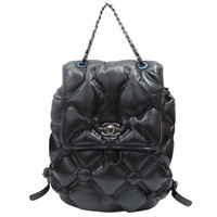 黑色 牛皮 後背包 銀釦【CHANEL 香奈兒】