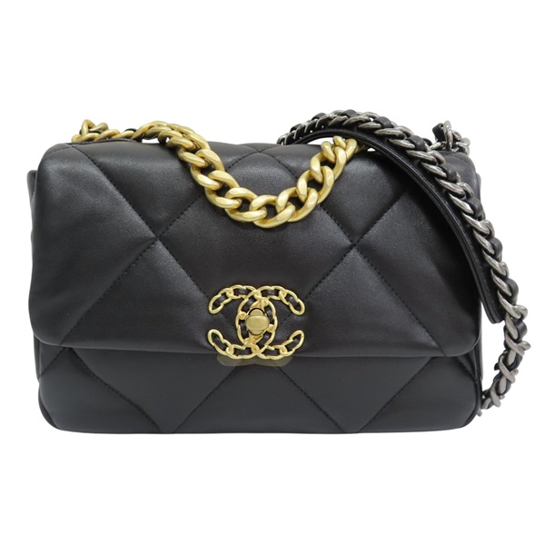 黑色羊皮 19 26CM 兩用包【CHANEL 香奈兒】 AS1160