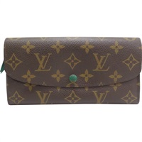 棕色 原花帆布 Emilie 扣式 長夾 M60137【LOUIS VUITTON LV 路易威登】 M60137