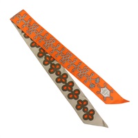 橘色 絲綢 Twilly 絲巾【HERMES 愛馬仕】