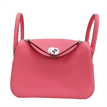 唇膏粉 Taurillon牛皮 Mini Lindy 肩背包 Z刻 銀釦【HERMES 愛馬仕】