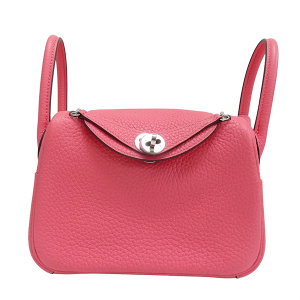 唇膏粉 Taurillon牛皮 Mini Lindy 肩背包 Z刻 銀釦【HERMES 愛馬仕】