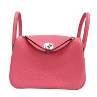 唇膏粉 Taurillon牛皮 Mini Lindy 肩背包 Z刻 銀釦【HERMES 愛馬仕】