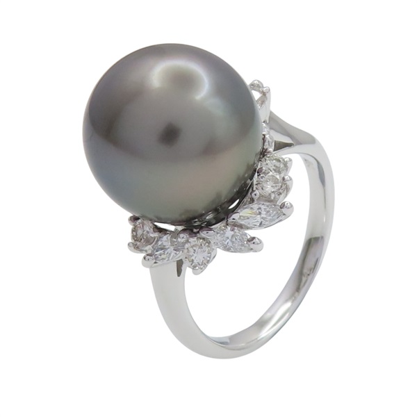 18K白金 黑珍珠 鑽石 戒指【JEWELRY 無品牌珠寶】 Pearl 6.45g