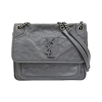 灰色 羊皮 NIKI  肩背包 498894【SAINT LAURENT YSL 聖羅蘭 】 498894