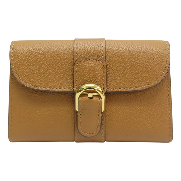 棕色 牛皮 Brillant Card Holder 金扣 零錢包【Delvaux德爾沃】 AB0402AAU