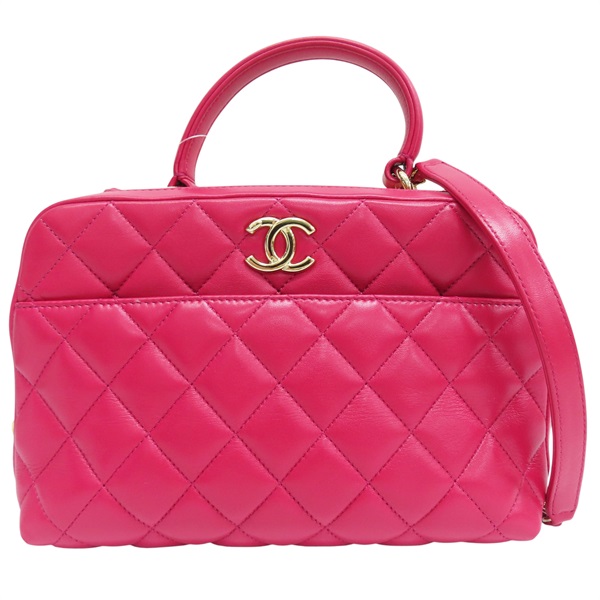 桃紅色 羊皮 Trendy CC 兩用包 金釦【CHANEL 香奈兒】 A92238