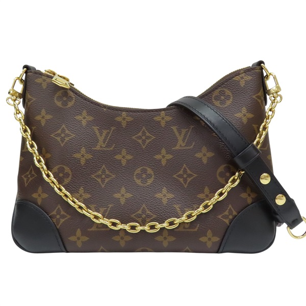 棕色帆布 黑色牛皮 Boulogne PM 肩背包【LOUIS VUITTON LV 路易威登】 M45831