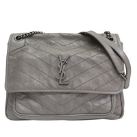 灰色 山羊皮 Niki 中型 鏈帶肩背包【SAINT LAURENT YSL 聖羅蘭 】 498883