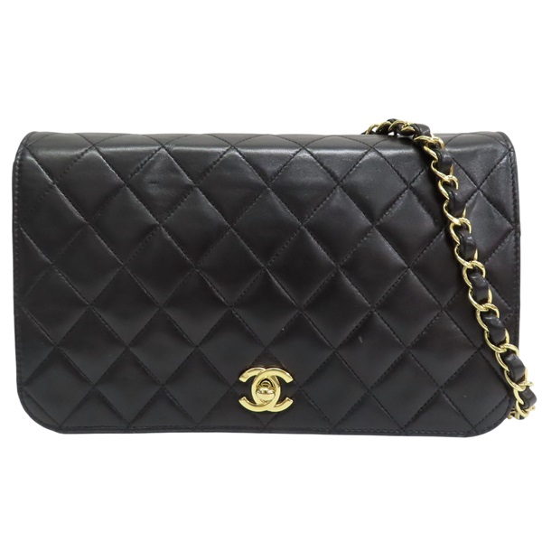 黑色 羊皮 鏈帶肩背包 金釦【CHANEL 香奈兒】