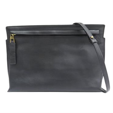 黑色 牛皮 拉鍊 肩背包 LOEWE 羅威】