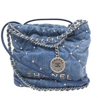 藍色 單寧布 22 Mini 肩背包【CHANEL 香奈兒】 AS3980